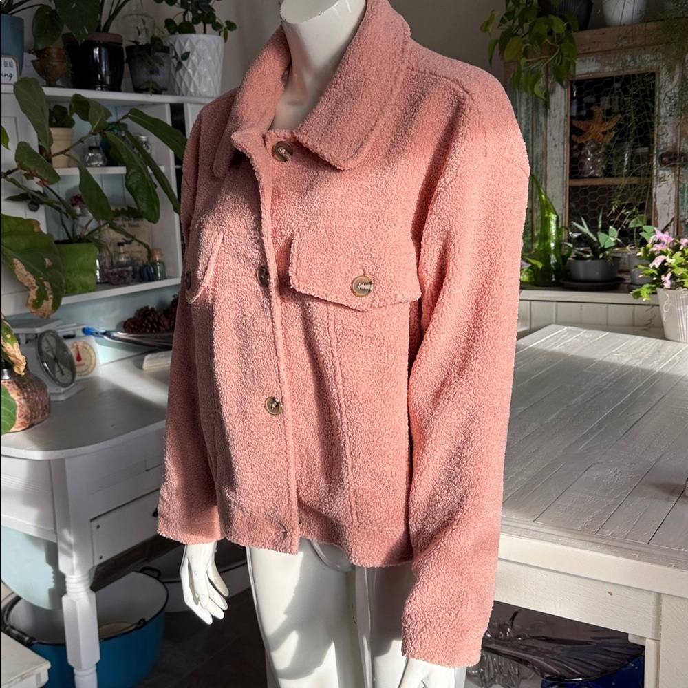 Paraphrase size medium Women's blush Pink Teddy Sherpa Jacket NWOT - Picture 2 of 12
